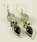 Silver Earring Double Stone