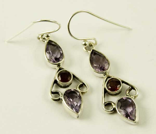 Silver Earring Double Drop L4c
