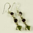 Silver Earring 3 Stones L4cm