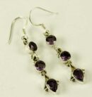 Silver Earring 3 Stones L4cm