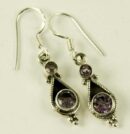 Silver Earring 2 Stones L3.5cm