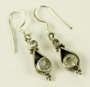 Silver Earring 2 Stones L3.5cm