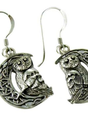 Silver Earring Owl On Moon Lisa Parker Licensed