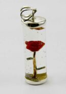 Pendant Silver Rose In Glass Tube