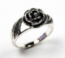 Ring Silver Rose And Leaf Design