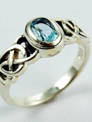 Ring Silver Band Topaz Stone