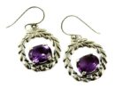 Silver Earring Stone Leaves