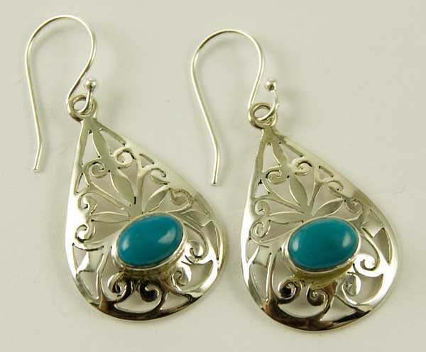 Silver Earring Tear Drop L3.5c