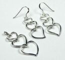 Pendant And Earring Set With Plain Hearts