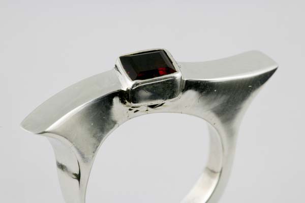 Silver Ring Stone Red