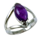 Silver Ring Amethyst Tear Drop