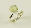 Ring Silver Peridot Cut Tear Drop Stone