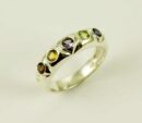 Ring Silver Band With 5 Mixed Stones