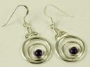 Silver Earring Circle Amethyst