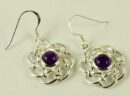 Silver Earring Circle Cut Amethyst