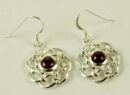 Silver Earring Circle Cut Garnet