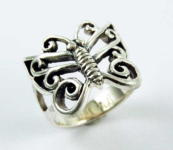 Ring Silver Butterfly Fancy Cut