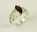 Ring Silver Garnet With Butterfly Cut Sides