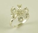 Ring Silver Flower Clear CZ Stone W16mm