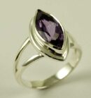 Silver Ring Amethyst Tear Drop