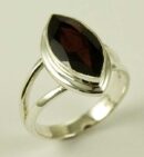 Silver Ring Garnet Tear Drop