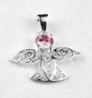 Silver Pendant Fairy Pink