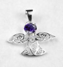 Silver Pendant Fairy Purple