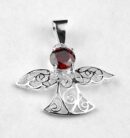 Silver Pendant Fairy Red Stone