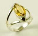 Silver Ring Citrine Tear Drop