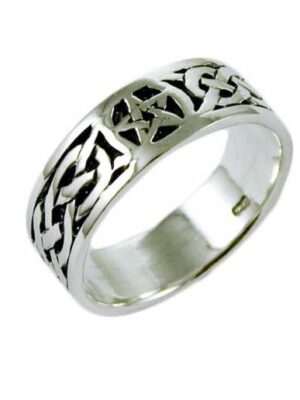 Ring Silver Band Pentagram