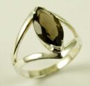 Silver Ring Smokey Quartz Tear Drop