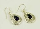 Earring Silver Oval Amethyst