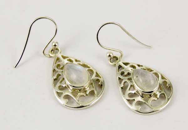 Earring Silver Oval Moonstone