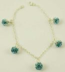 Bracelet With 5 Balls 8mm Aqua