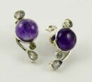 Earring Silver Circle Drop Amethyst