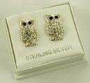 Silver Earring Stud Owl L15mm