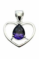 Silver Pendant Heart Amethyst Colour CZ