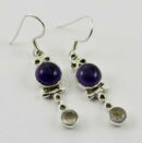 Earring Silver Circle Drop Amethyst
