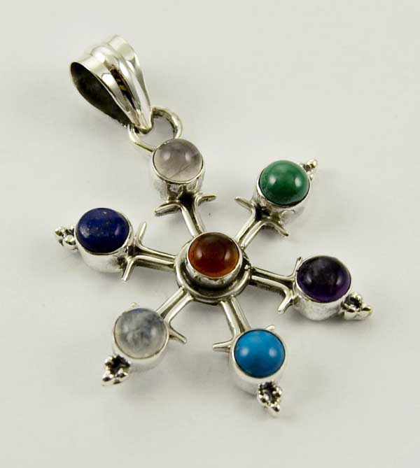 Pendant Silver 7 Chakra Stone
