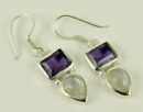 Earring Silver Double Stone