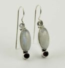 Earring Silver Long Oval Rainbow