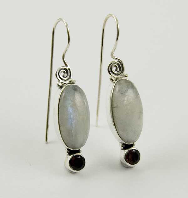 Earring Silver Long Oval Rainbow