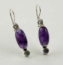 Earring Silver Long Oval Amethyst
