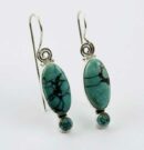 Earring Silver Long Oval Turquoise