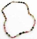 Necklace Silver Multi Oval Stone