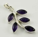 Pendant Silver Leaves Amethyst