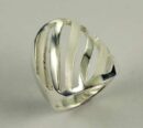Ring Silver Two Tone Lines In Circle Cut