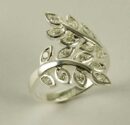 Ring Silver Leaves Clear