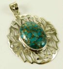 Silver Pendant Oval Turquoise