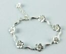 Bracelet Silver Flowers With Stones